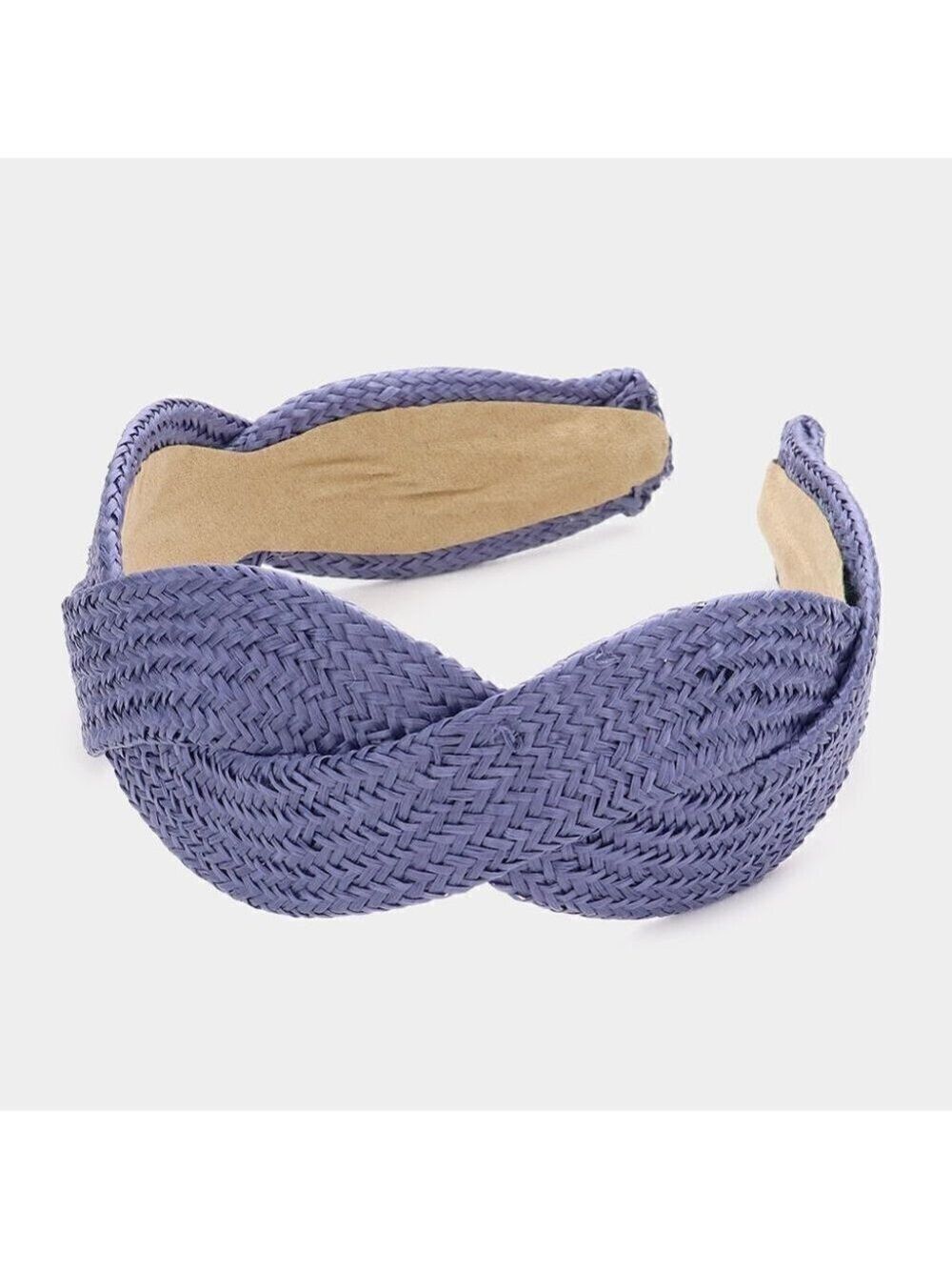 Blue Boho Twisted Wavy Straw Headband